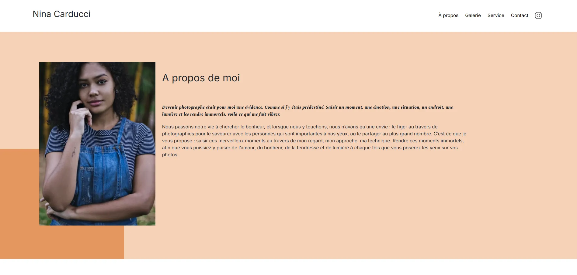 Création d'un site web pour une photographe professionnelle